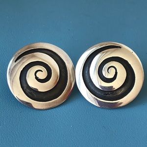 sterling silver screw black Mexico earrings